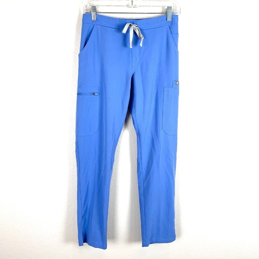 Figs Womens XS Blue Yola Skinny Cargo Scrub Pants Drawstring Waist